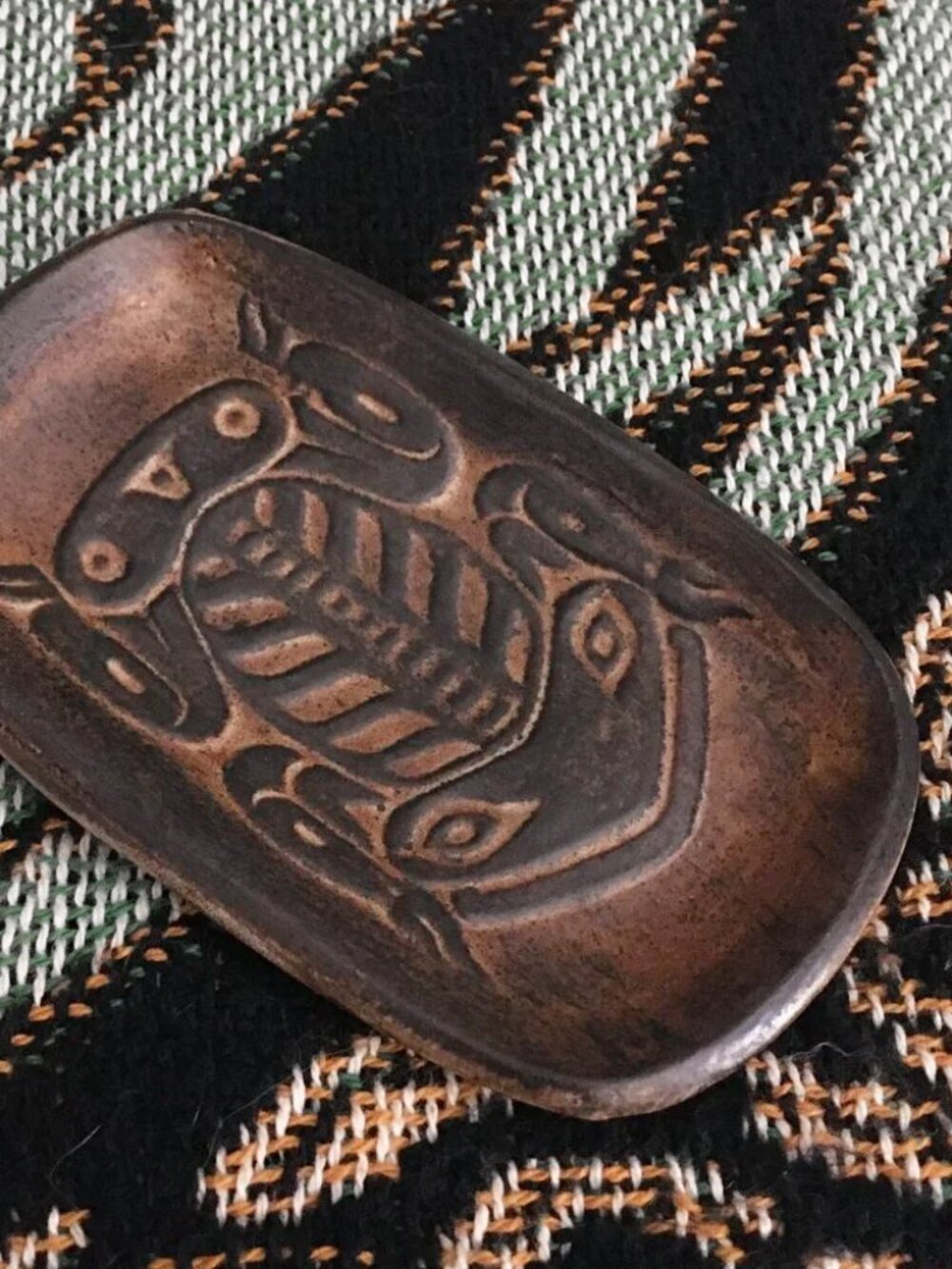 Vintage Ruth Meechan Haida Frog Pottery Trinket Dish | Signed BC Clay | MCM Cana